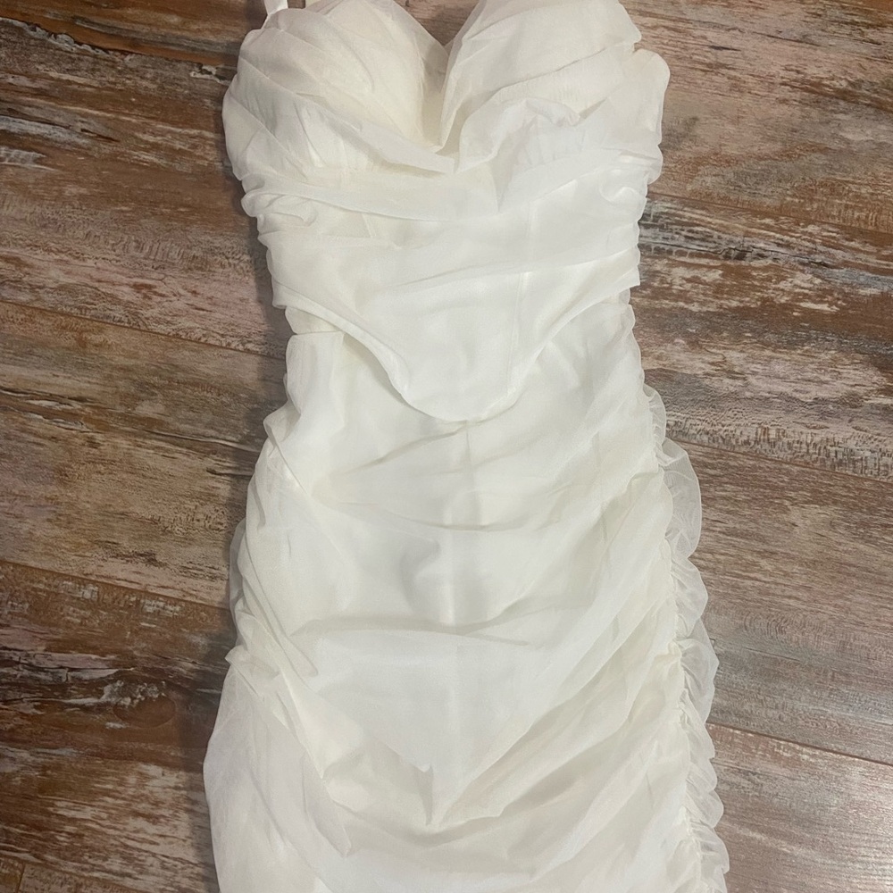 Elegant White Ruched Dress